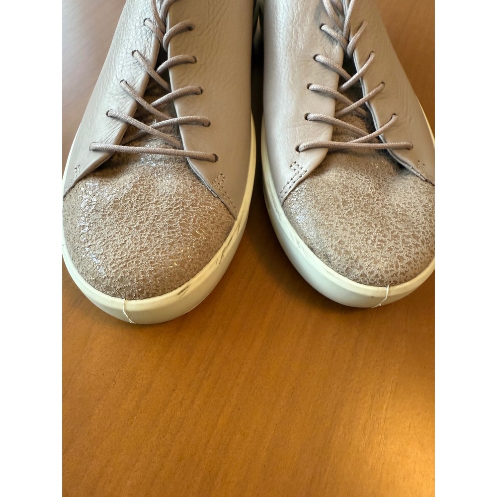 Ecco‎ Women's Sneakers Leather Mauve Pink Glitter Toe Walking Casual Shoes - Picture 2 of 7
